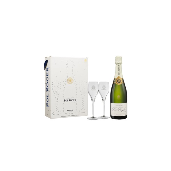 Coffret 2 flutes - Champagne Pol Roger Brut Réserve Coffret 2 flutes - Champagne Pol Roger Brut Réserve
