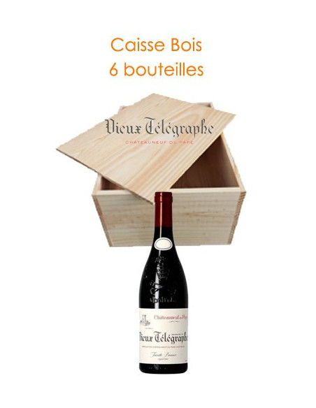 Caisse bois de 6 : Vieux Télégraphe rouge 2020 - Vinsetchampagnes.fr