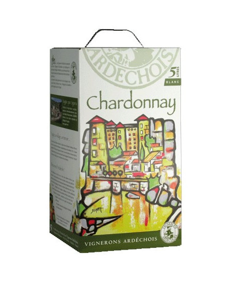 BIB 5 L blanc Chardonnay Ardechois - Bag in Box - Vinsetchampagnes.fr