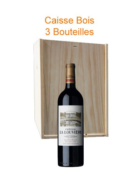 Caisse bois de 3 : Château La Louvière rouge