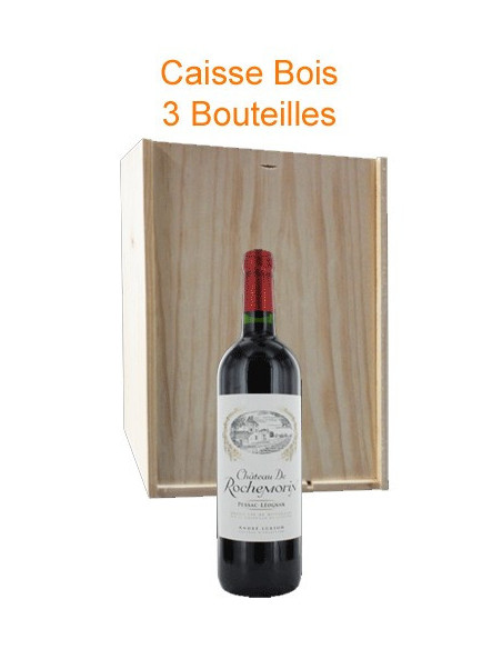 Caisse bois 3  - Château de Rochemorin Rouge 75 cl