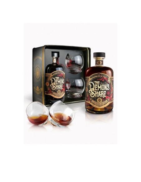 COFFRET THE DEMON'S  SHARE - RHUM 12 ANS +2verres
