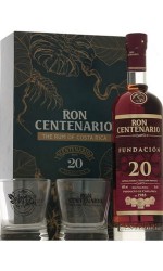 COFFRET 2 VERRES Rhum Centenario Fundacion 20 ans 40°