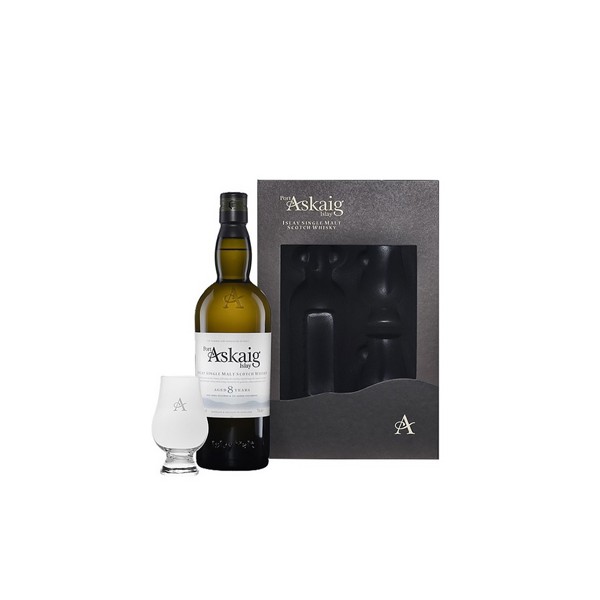 Coffret Port Askaig 8 ans 45.8° 70cl +2 verres