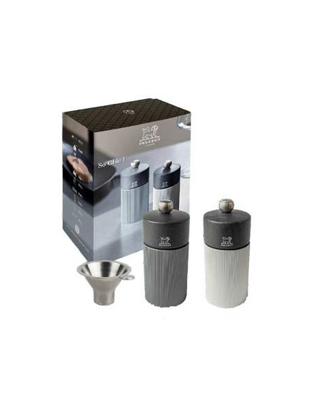 Coffret Duo Line moulin poivre - sel  alu dark 12cm + enteno