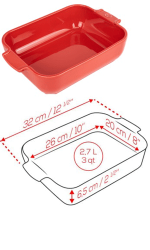 PEUGEOT - Plat four céramique rouge rectangulaire 32 cm