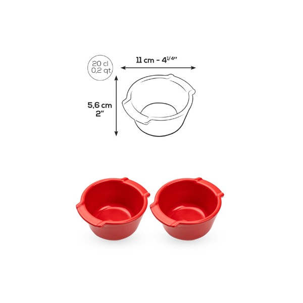 Duo Ramequins céramique rouge 11cm Duo Ramequins céramique rouge 11cm