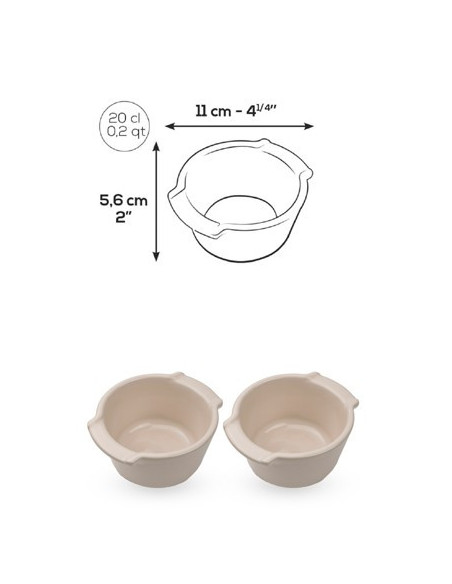 Duo Ramequins céramique ecru 11cm
