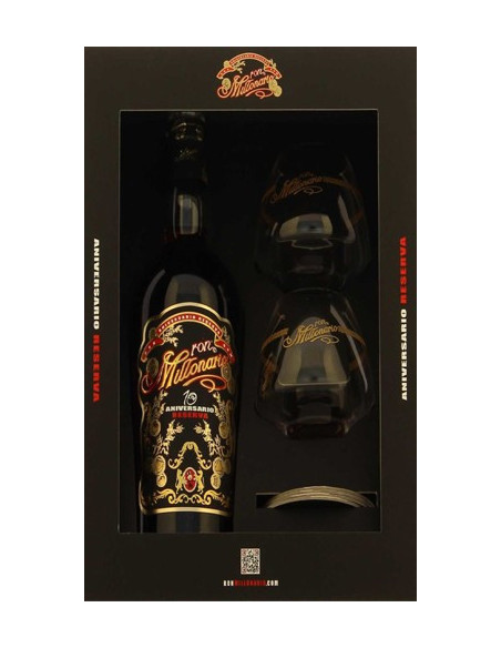 Coffret Ron Millonario 10 ans Solera + 2 verres