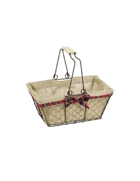 Panier anses rectangle  Métal - tissu 30x20x13