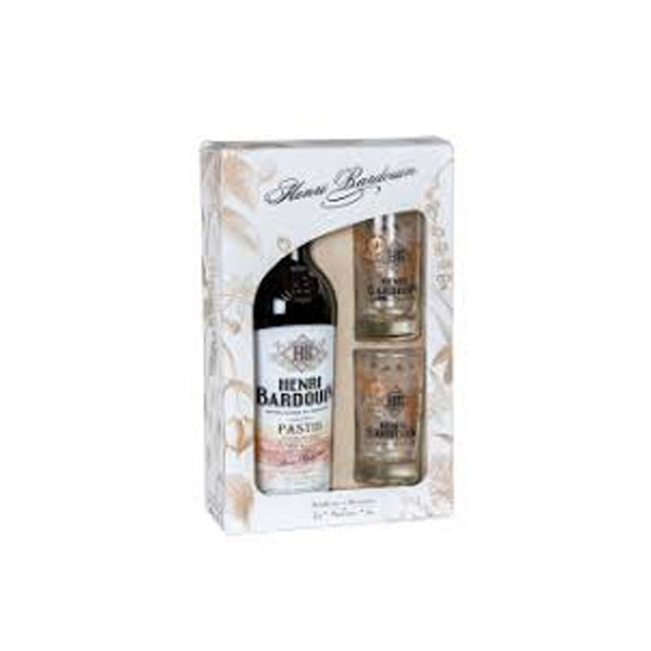 Coffret Pastis Bardouin 70cl + 2 verres sérégraphiés Coffret Pastis Bardouin 70cl + 2 verres sérégraphiés